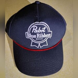 Pabst Blue Ribbon Beer Snapback Rope Hat Blue Solid Outdoor Cap
